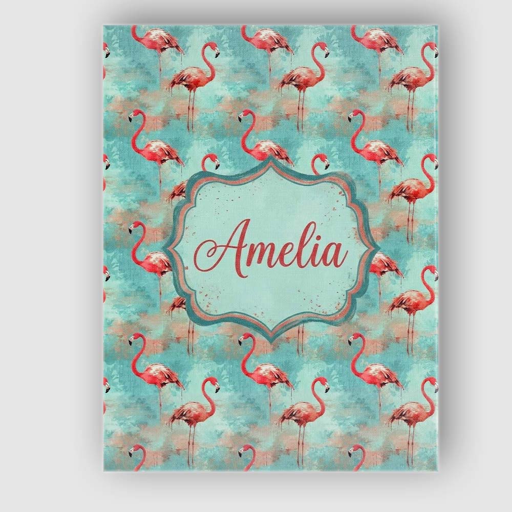 Personalised Name Artistic Flamingo Birds Custom  Unique Gift Idea Elegant Feature Canvas Wall Art Print Decor Picture Ready to Hang
