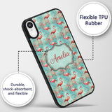 Artistic Flamingo Birds Paint Splash Background Custom Name Protective Phone Case Mobile Cover Durable Everyday Smartphone Shock Resistant