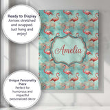 Personalised Name Artistic Flamingo Birds Custom  Unique Gift Idea Elegant Feature Canvas Wall Art Print Decor Picture Ready to Hang
