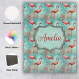 Personalised Name Artistic Flamingo Birds Custom  Unique Gift Idea Elegant Feature Canvas Wall Art Print Decor Picture Ready to Hang
