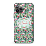 Flamingo Birds Botanical Floral Jungle Seamless Custom Name Protective Phone Case Mobile Cover Durable Everyday Smartphone Shock Resistant