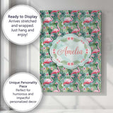 Personalised Name Flamingo Birds Botanical Custom  Unique Gift Idea Elegant Feature Canvas Wall Art Print Decor Picture Ready to Hang