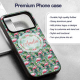Flamingo Birds Botanical Floral Jungle Seamless Custom Name Protective Phone Case Mobile Cover Durable Everyday Smartphone Shock Resistant