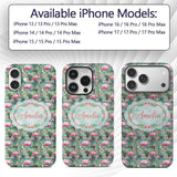 Flamingo Birds Botanical Floral Jungle Seamless Custom Name Protective Phone Case Mobile Cover Durable Everyday Smartphone Shock Resistant