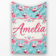Grunge Style Flamingo Birds Abstract Splash Seamless Pattern Name  Personalised Custom Name Super Soft Fleece Blanket Bed Sofa Throw