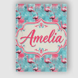 Personalised Name Grunge Style Flamingo Custom  Modern Room Accent Elegant Feature Canvas Wall Art Print Decor Picture Ready to Hang