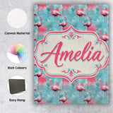 Personalised Name Grunge Style Flamingo Custom  Modern Room Accent Elegant Feature Canvas Wall Art Print Decor Picture Ready to Hang