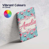 Personalised Name Grunge Style Flamingo Custom  Modern Room Accent Elegant Feature Canvas Wall Art Print Decor Picture Ready to Hang