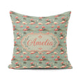 Custom Name Elegant Flamingo Birds Wetland Seamless Pattern Name Square Filled Cushion Throw Pillow Sofa Bed Home Decor Zip Washable UK Made
