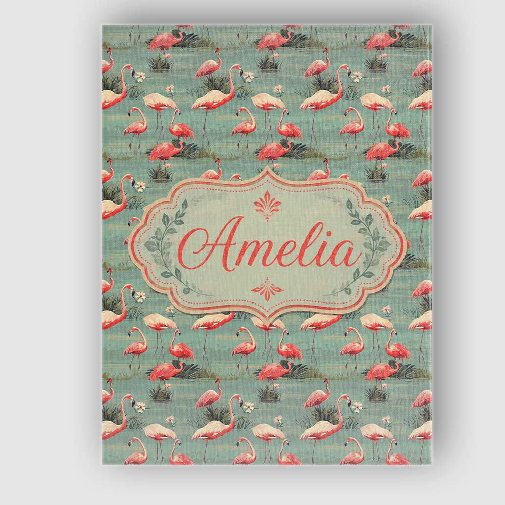 Personalised Name Elegant Flamingo Birds Custom  Interior Decorative Contemporary Canvas Wall Art Print Decor Picture Ready to Hang
