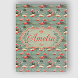 Personalised Name Elegant Flamingo Birds Custom  Interior Decorative Contemporary Canvas Wall Art Print Decor Picture Ready to Hang