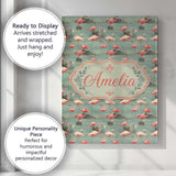 Personalised Name Elegant Flamingo Birds Custom  Interior Decorative Contemporary Canvas Wall Art Print Decor Picture Ready to Hang