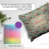Custom Name Elegant Flamingo Birds Wetland Seamless Pattern Name Square Filled Cushion Throw Pillow Sofa Bed Home Decor Zip Washable UK Made