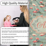 Elegant Flamingo Birds Wetland Nature Seamless Pattern Name Cute  Personalised Custom Name Super Soft Fleece Blanket Bed Sofa Throw