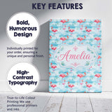 Personalised Name Cute Pink Flamingo Birds Custom  Unique Gift Idea Elegant Feature Canvas Wall Art Print Decor Picture Ready to Hang