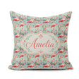 Custom Name Elegant Flamingo Birds with Floral Wetland Seamless Square Filled Cushion Throw Pillow Sofa Bed Home Decor Zip Washable UK Made