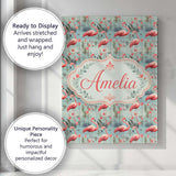 Personalised Name Elegant Flamingo Birds Custom  Interior Decorative Contemporary Canvas Wall Art Print Decor Picture Ready to Hang