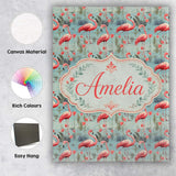Personalised Name Elegant Flamingo Birds Custom  Interior Decorative Contemporary Canvas Wall Art Print Decor Picture Ready to Hang