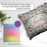 Custom Name Elegant Flamingo Birds with Floral Wetland Seamless Square Filled Cushion Throw Pillow Sofa Bed Home Decor Zip Washable UK Made
