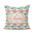 Custom Name Artistic Flamingo Silhouettes with Abstract Tropical Square Filled Cushion Throw Pillow Sofa Bed Home Decor Zip Washable UK Made