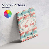 Personalised Name Artistic Flamingo Silhouettes with Abstract Premium Decorative Design Canvas Wall Art Print Decor Picture Ready to Hang