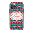 Vivid Pink Flamingo Flock in Deep Teal Water Custom Name Protective Phone Case Mobile Cover Durable Everyday Smartphone Shock Resistant
