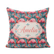 Custom Name Vivid Pink Flamingo Flock in Deep Teal Water Pattern Square Filled Cushion Throw Pillow Sofa Bed Home Decor Zip Washable UK Made