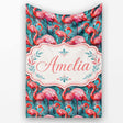 Vivid Pink Flamingo Flock in Deep Teal Water Seamless Pattern Name  Personalised Custom Name Super Soft Fleece Blanket Bed Sofa Throw