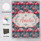 Personalised Name Vivid Pink Flamingo Flock Custom  Bespoke Interior Contemporary Canvas Wall Art Print Decor Picture Ready to Hang