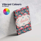Personalised Name Vivid Pink Flamingo Flock Custom  Bespoke Interior Contemporary Canvas Wall Art Print Decor Picture Ready to Hang