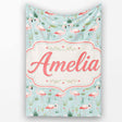 Minimal Flamingo Birds with Soft Pastel Nature Scene Seamless  Personalised Custom Name Super Soft Fleece Blanket Bed Sofa Throw