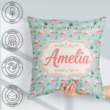 Custom Name Minimal Flamingo Birds with Soft Pastel Nature Scene Square Filled Cushion Throw Pillow Sofa Bed Home Decor Zip Washable UK Made