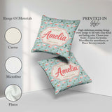 Custom Name Minimal Flamingo Birds with Soft Pastel Nature Scene Square Filled Cushion Throw Pillow Sofa Bed Home Decor Zip Washable UK Made