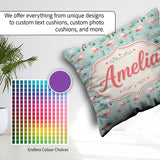 Custom Name Minimal Flamingo Birds with Soft Pastel Nature Scene Square Filled Cushion Throw Pillow Sofa Bed Home Decor Zip Washable UK Made