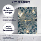 Personalised Name Celestial Leaves Moon Stars Night Sky Seamless Custom  Interior Canvas Wall Art Print Decor Picture Ready to Hang
