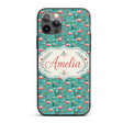 Playful Flamingo Birds with Floral Printed Design Custom Name Protective Phone Case Mobile Cover Durable Everyday Smartphone Shock Resistant