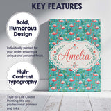 Personalised Name Playful Flamingo Birds Custom  Unique Gift Idea Elegant Feature Canvas Wall Art Print Decor Picture Ready to Hang
