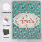 Personalised Name Playful Flamingo Birds Custom  Unique Gift Idea Elegant Feature Canvas Wall Art Print Decor Picture Ready to Hang