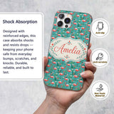 Playful Flamingo Birds with Floral Printed Design Custom Name Protective Phone Case Mobile Cover Durable Everyday Smartphone Shock Resistant