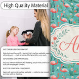 Playful Flamingo Birds with Floral Garden Background Seamless  Personalised Custom Name Super Soft Fleece Blanket Bed Sofa Throw