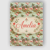 Personalised Name Tropical Flamingo Birds Custom  Unique Gift Idea Elegant Feature Canvas Wall Art Print Decor Picture Ready to Hang