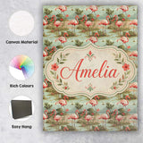 Personalised Name Tropical Flamingo Birds Custom  Unique Gift Idea Elegant Feature Canvas Wall Art Print Decor Picture Ready to Hang