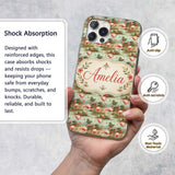 Tropical Flamingo Birds with Exotic Plants Scene Custom Name Protective Phone Case Mobile Cover Durable Everyday Smartphone Shock Resistant