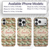 Tropical Flamingo Birds with Exotic Plants Scene Custom Name Protective Phone Case Mobile Cover Durable Everyday Smartphone Shock Resistant