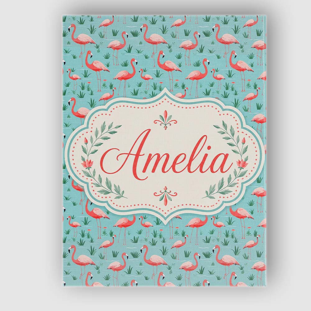 Personalised Name Classic Flamingo Birds in Custom  Bespoke Interior Contemporary Canvas Wall Art Print Decor Picture Ready to Hang