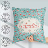 Custom Name Classic Flamingo Birds in Marshland Setting Seamless Square Filled Cushion Throw Pillow Sofa Bed Home Decor Zip Washable UK Made
