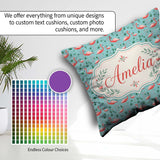 Custom Name Classic Flamingo Birds in Marshland Setting Seamless Square Filled Cushion Throw Pillow Sofa Bed Home Decor Zip Washable UK Made