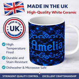 Personalized Custom Name Dark Blue Pixel Texture Abstract Seamless  Cute Unique Gift 11oz Ceramic Coffee Tea Mug White Large Handle
