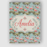 Personalised Name Soft Pink Flamingo Birds Custom  Unique Gift Idea Elegant Feature Canvas Wall Art Print Decor Picture Ready to Hang