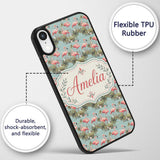 Soft Pink Flamingo Birds in Calm Water Scene Custom Name Protective Phone Case Mobile Cover Durable Everyday Smartphone Shock Resistant